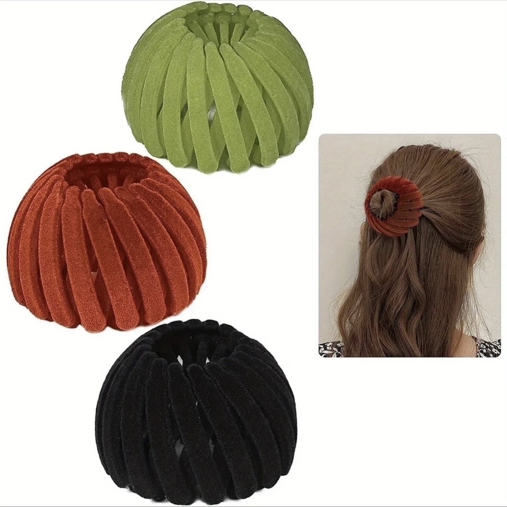 New 3pcs Spiral Hairpins Set Monochrome Sweet Hair Accessories, T1MIS